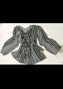 Striped Tie Neck Top