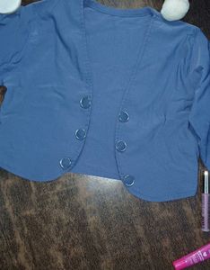 Blue Ruched Dress / Top &amp; Shrug Set