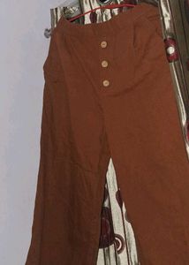Brown Wide Leg Button Pants, new fresh, I was tigh