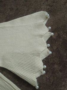 White Beads Detailing Winter Top