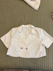 White Shorts and Blazer style crop top CO ORD SET
