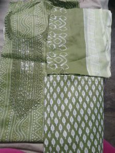 Olive Green Pure cotton dress material