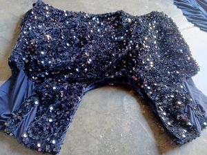 Navy Blue Colour Ready To Wear Saree Embellis