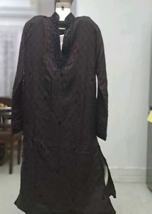 Maroon Embroidered Kurta