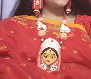 Beautiful Devi Murti Designed Necklace And Earring