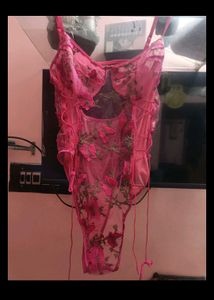 Pink Floral Embroidered Lingerie