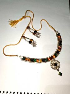 Vintage Multicolor Gemstone Necklace & Earring Set