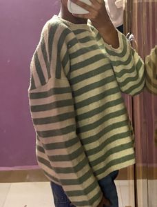 Striped Knit Pullover Sweater