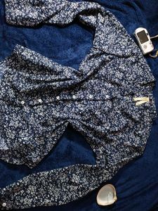 Blue Floral Print Long Sleeve shirt