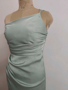 Sage Green One-Shoulder Gown