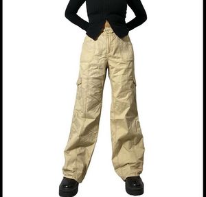 Adjustable drawstring beige cargo pants