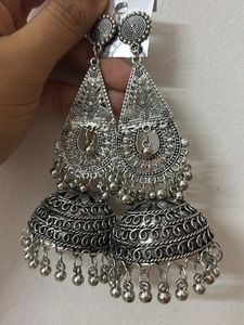 Oxidized Jhumka Earrings