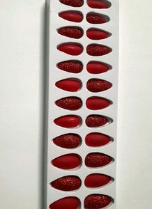 Red Glitter Press-On Nails