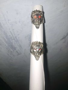 Pair of Lion Head Rings,  Stainless Steel