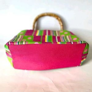 Mercer &amp; Madison Polka Bamboo Handle Bag