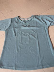Casual Blue V-Neck Top