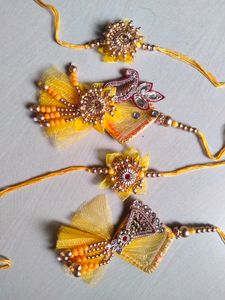 2 set Jaipuri floral Design Rakhi and lumba