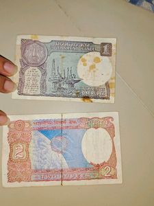 1 And 2 Rs. Note From India