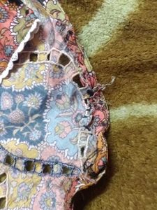 Patterned Fish Cut  Kurti With Embroidery Neck