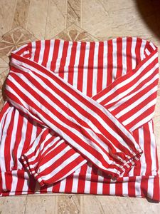 Red &amp; White Striped Long Sleeve Top
