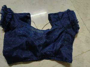 Elegant Blue Blouse with Ruffled Sleeves