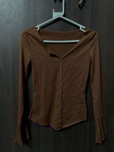 Brown Long Sleeve Top