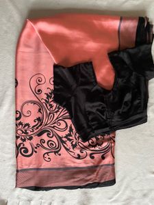Elegant Peach Saree with Black Blouse