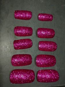 Set Of 1 Pink Glitter Nails Only For 199