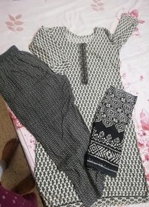 Black Cotton Kurta Set