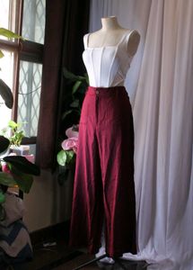 Lov Burgundy Wide Leg Fit High Rise Pants