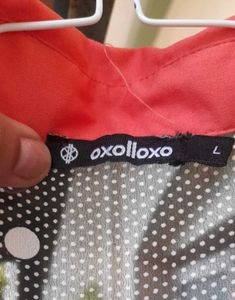 Sheer Black🖤Button-Down With Orange Collar🍊✨️