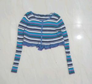 Striped Cropped Cardigan
