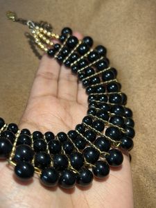 Black Beaded Statement Necklace