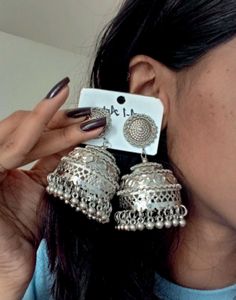 Oxidised Silver Jhumkas