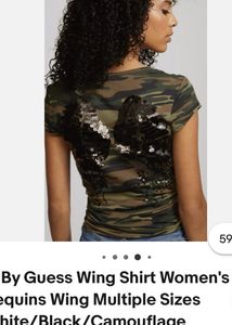 Guess Camouflage Sequined Back T Shirt