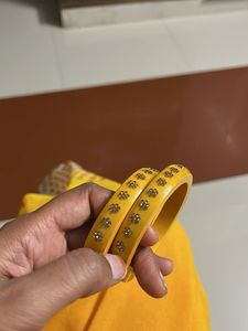Yellow Bangles with Floral Detail