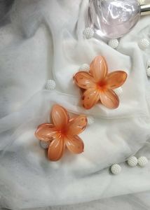 Orange Flower Hair Clips - Set of 1