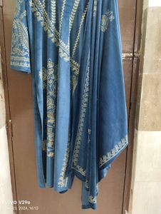 Velvet DigitalPrint Stone Work Suit