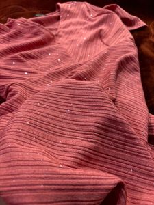 Sparkling Coral V-Neck Dress
