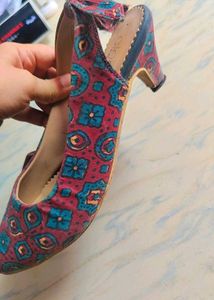 Marroon Printed Ballerina Heels