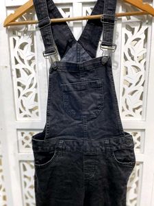 Distressed Charcoal Black Denim Overall D