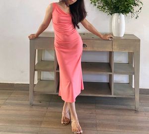 Women Coral Midi Dress