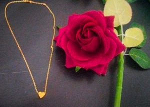 Aesthetic Minimal Thin Artificial Gold Heart Chain