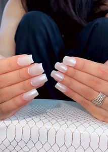 Iridescent White Press-On Nails