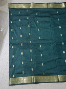 Elegant Dark Green Saree with Gold Border