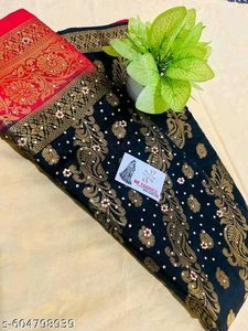 Elegant Black &amp; Gold Saree Blaton soft silk