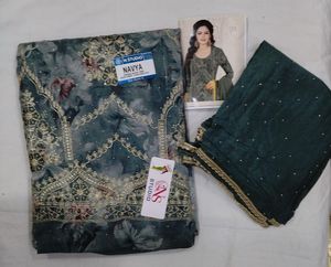 Navy Floral Unstitched Suit