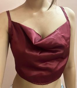 Women's & Girls' Tie Back Satin Crop Cami Top