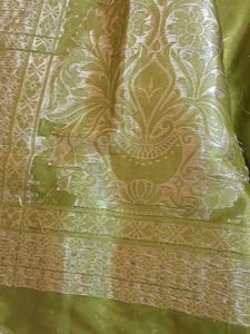 Olive green kanjeevaram saree