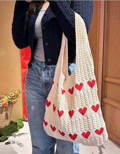 Heart Knit Tote Bag